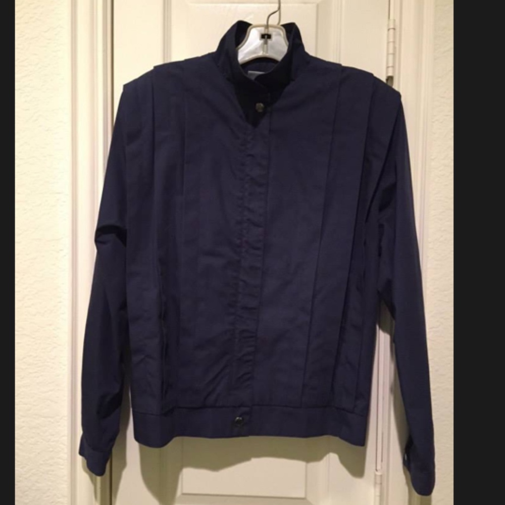Poly-Cotton Blend Pleated Jacket Navy